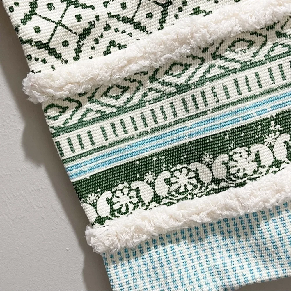 BLUE PAGE Modern Moroccan Tufted Boho Textured Pillow Cover Ivory Blue Green
